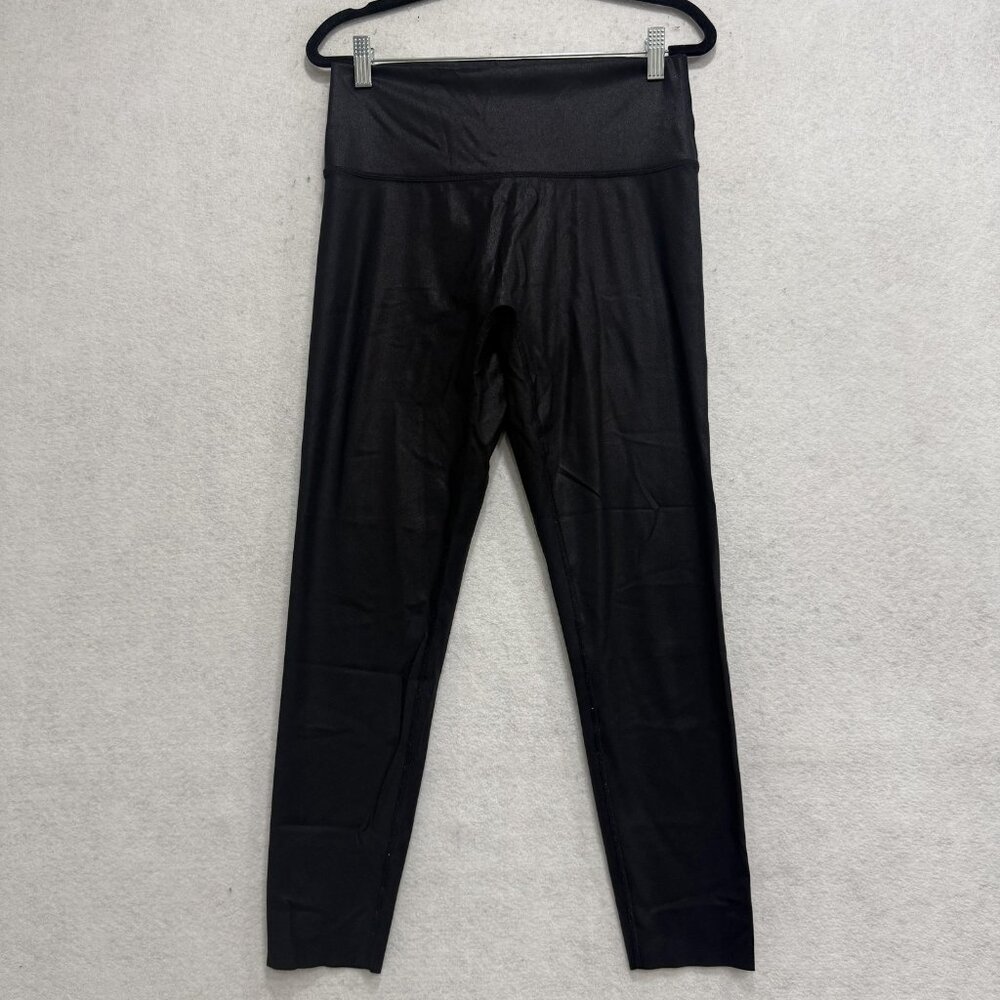 Aerie Leggings Womens M/L? Black High Rise Faux leather Ankle Yoga Pants shiny